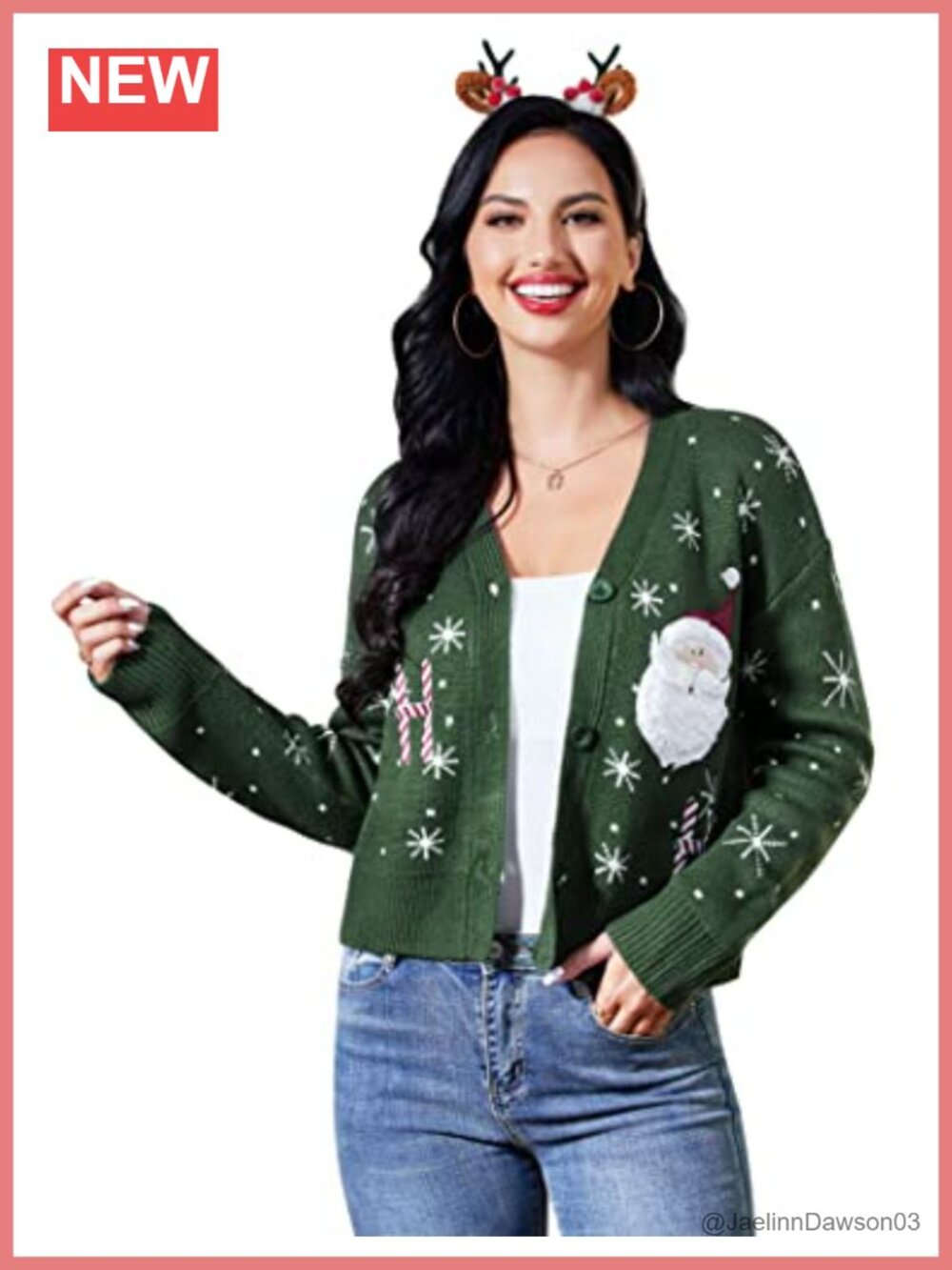 Women's Ugly Christmas Knitted Open Front Cardigan Sweater Long Sleeve
